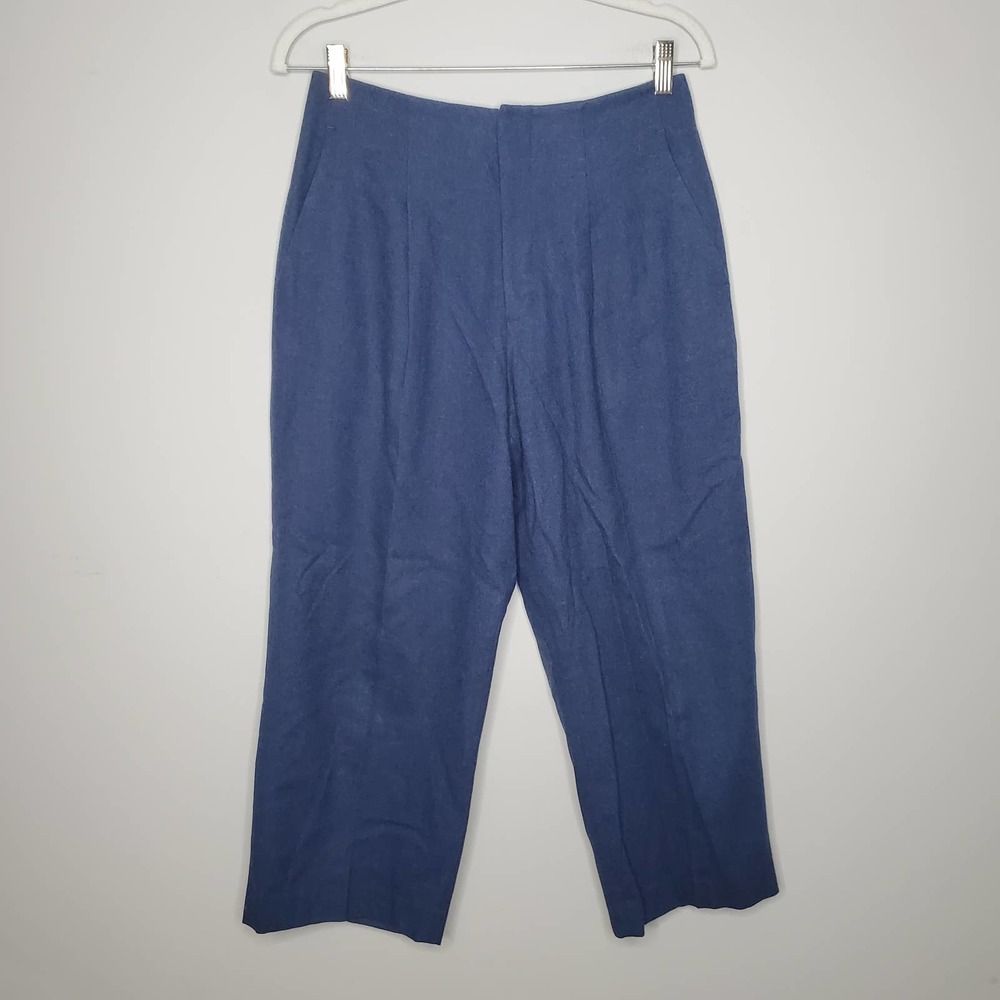 CLUB MONACO Blue Wool Blend Pleated Front Wide Leg Pants Sz 4